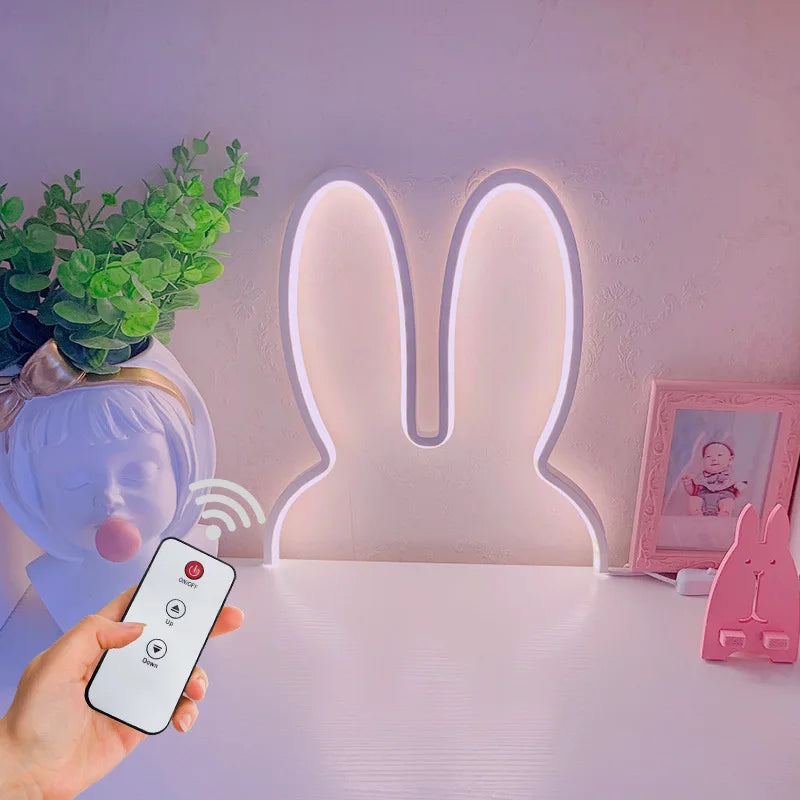 Cute Led Rabbit Wall Lights USB Powered Baby Desk Table Lamp For Bedroom Bedside Children Kid's Room Home Decor Atmosphere Light